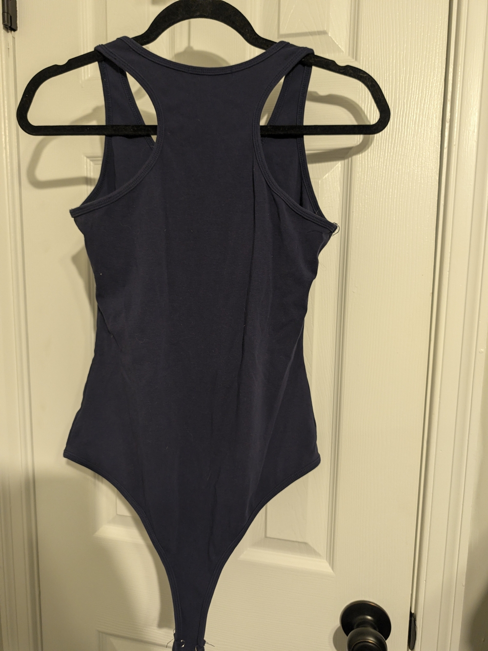 ReoRia Navy Ribbed Button-Front Racerback Bodysuit - Picture 2 of 4